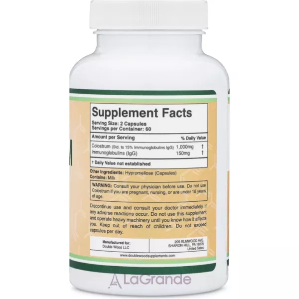 Double Wood Supplements Colostrum 500 mg ����������� ������� 