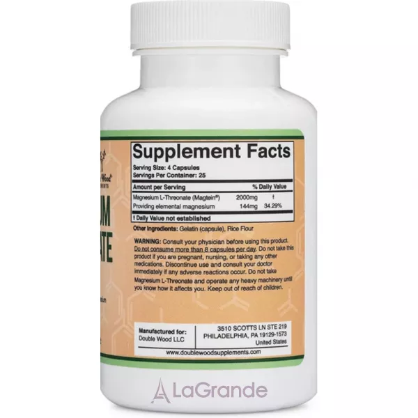 Double Wood Magnesium L-Threonate 2000 mg ĳ������ ������� 