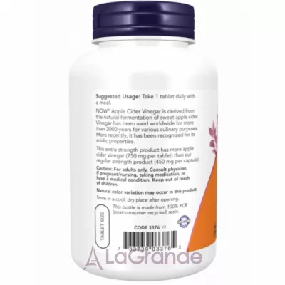 Now Foods Apple Cider Vinegar 750 mg �������� ���� �������� 750 ��