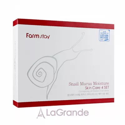 Farmstay Snail Mucus Moisture Skin Care 4 Set ����� ��� ����� �� ����� ���� (f/ton/150ml + f/emul/150ml + f/cr/50ml + eye/cr/40ml + f/ton/30ml + f/emul/30ml)