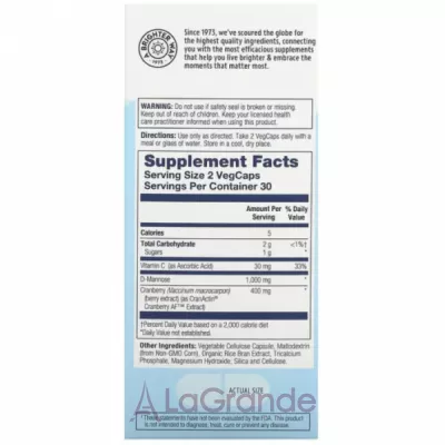 Solaray CranActin D-Mannose 1000 mg ĳ������ ������� 