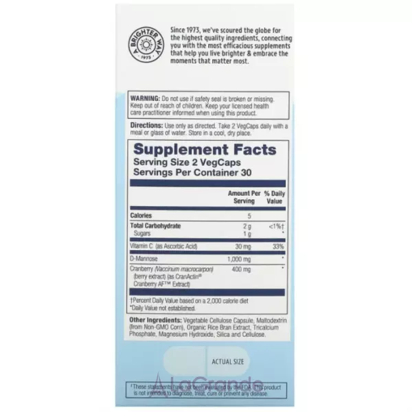 Solaray CranActin D-Mannose 1000 mg ����������� ������� 