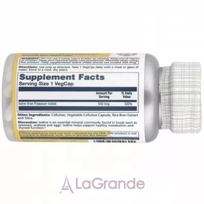 Solaray Iodine 500 mcg ����������� ������� 